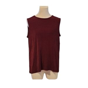 Preston & York Maroon and Black Stretchy Striped Sleeveless Blouse Size Large